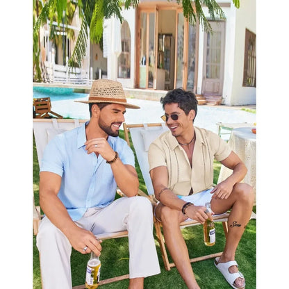 This Week's Special Price💥Men's Cuban Guayabera Shirt Short Sleeve V-Neck