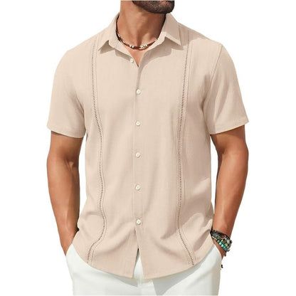 This Week's Special Price💥Men's Cuban Guayabera Shirt Short Sleeve V-Neck