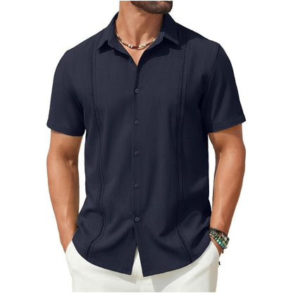 This Week's Special Price💥Men's Cuban Guayabera Shirt Short Sleeve V-Neck