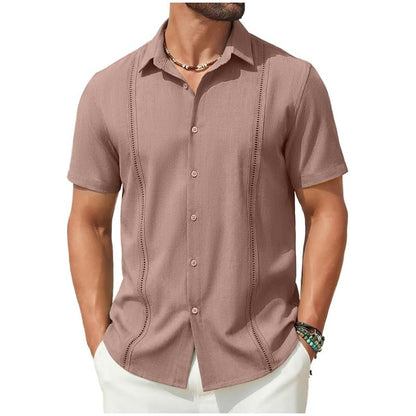 This Week's Special Price💥Men's Cuban Guayabera Shirt Short Sleeve V-Neck