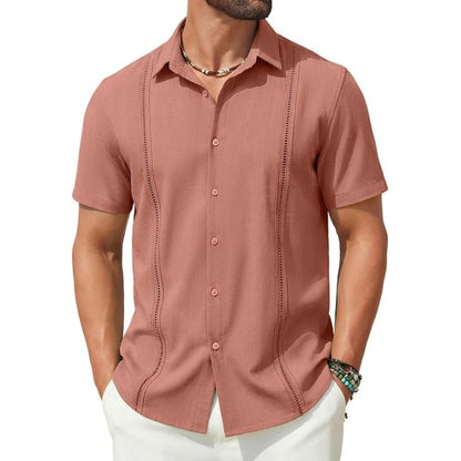 This Week's Special Price💥Men's Cuban Guayabera Shirt Short Sleeve V-Neck
