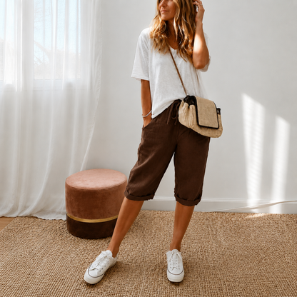 👖 LIMITED-TIME 70% OFF! ✨ Women's Cotton Linen Capris – Loose, Cropped, Rolled Cuff, Pockets 🌿