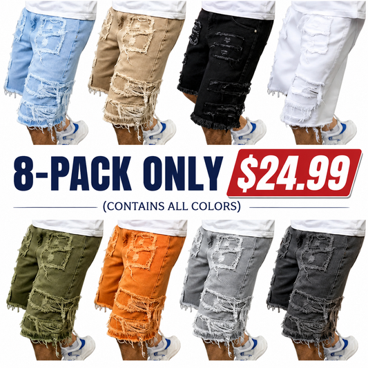 Raw Hem Denim Shorts with Rips – Edgy Urban Casual Warm-Weather Essential