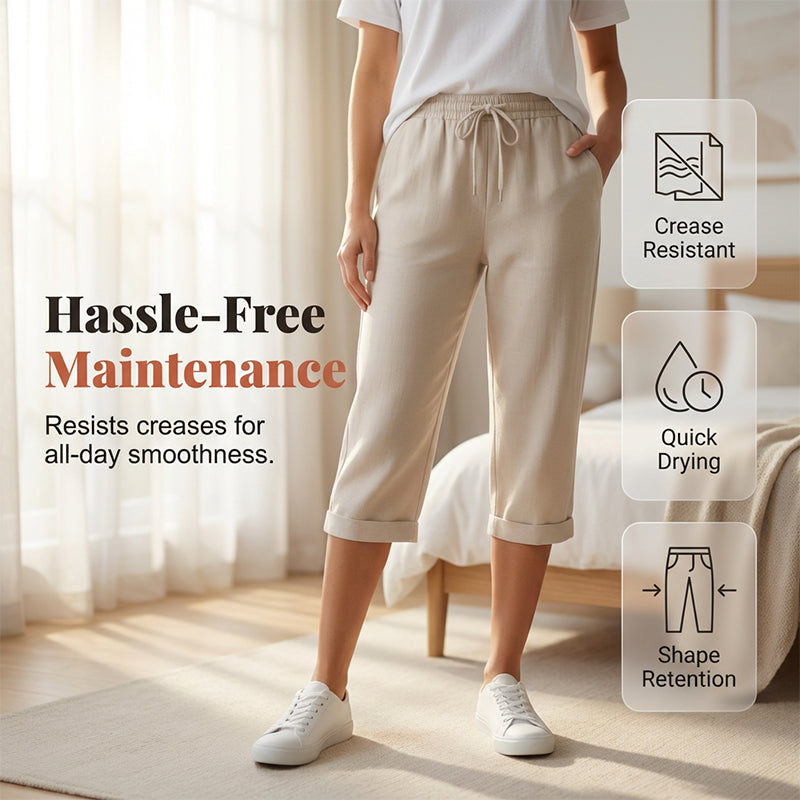 👖 LIMITED-TIME 70% OFF! ✨ Women's Cotton Linen Capris – Loose, Cropped, Rolled Cuff, Pockets 🌿