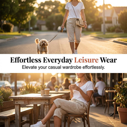 👖 LIMITED-TIME 70% OFF! ✨ Women's Cotton Linen Capris – Loose, Cropped, Rolled Cuff, Pockets 🌿